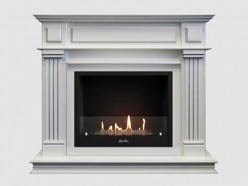 Каминный портал МДФ "Амелия 1200" с биокамином Lux Fire "Фаер Бокс 1 - 30" (белый)