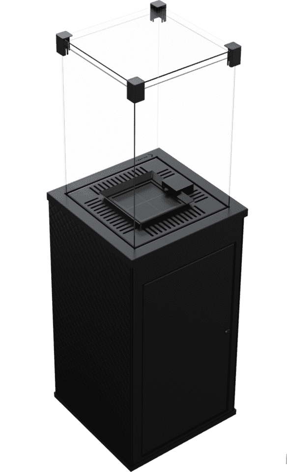 Газовый нагреватель Kratki PATIO/G31/37Mbar/CZ/P, стекло, черное тиснение, с пультом ДУ