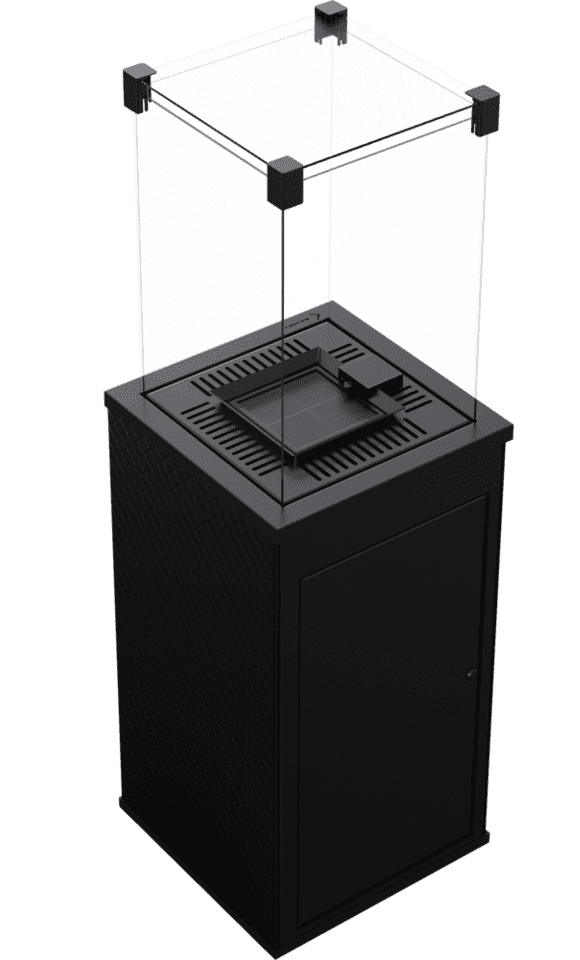 Газовый нагреватель Kratki PATIO/M/G31/37Mbar/B, белое стекло, с ручным управлением