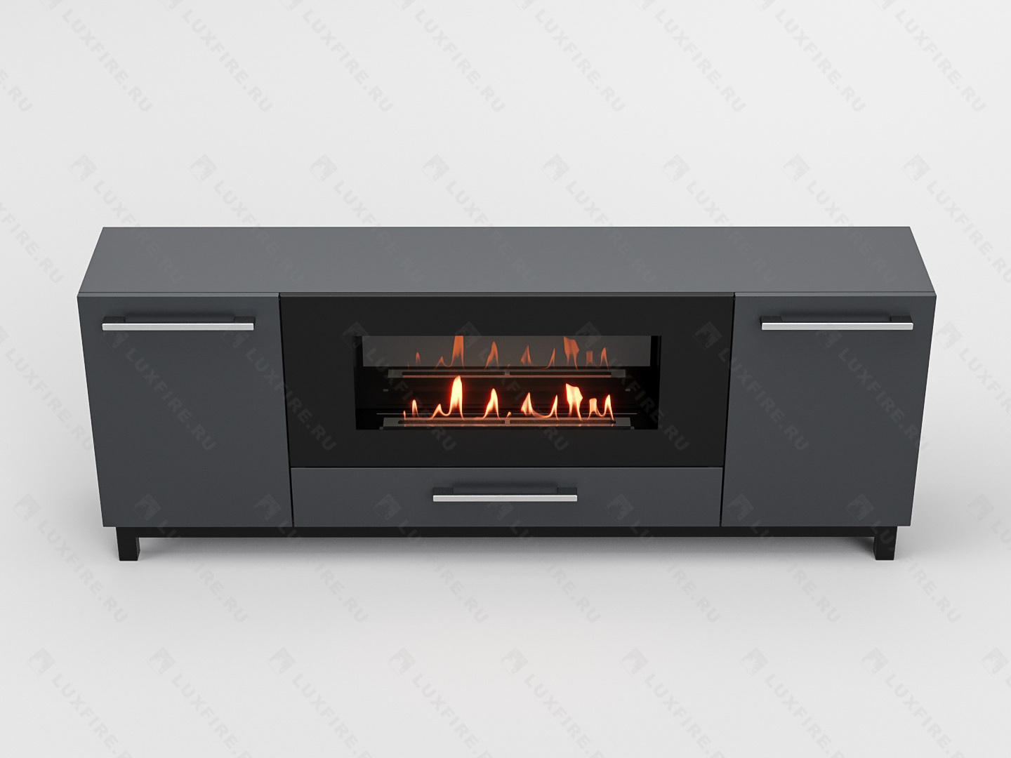 Тумба ТВ Lux Fire "Амур" напольная 1700 матовая, графит с биокамином 900 по цене 96 124 руб.